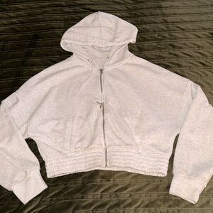 Gray Cropped Hoodie